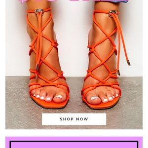 Orange strappy heels